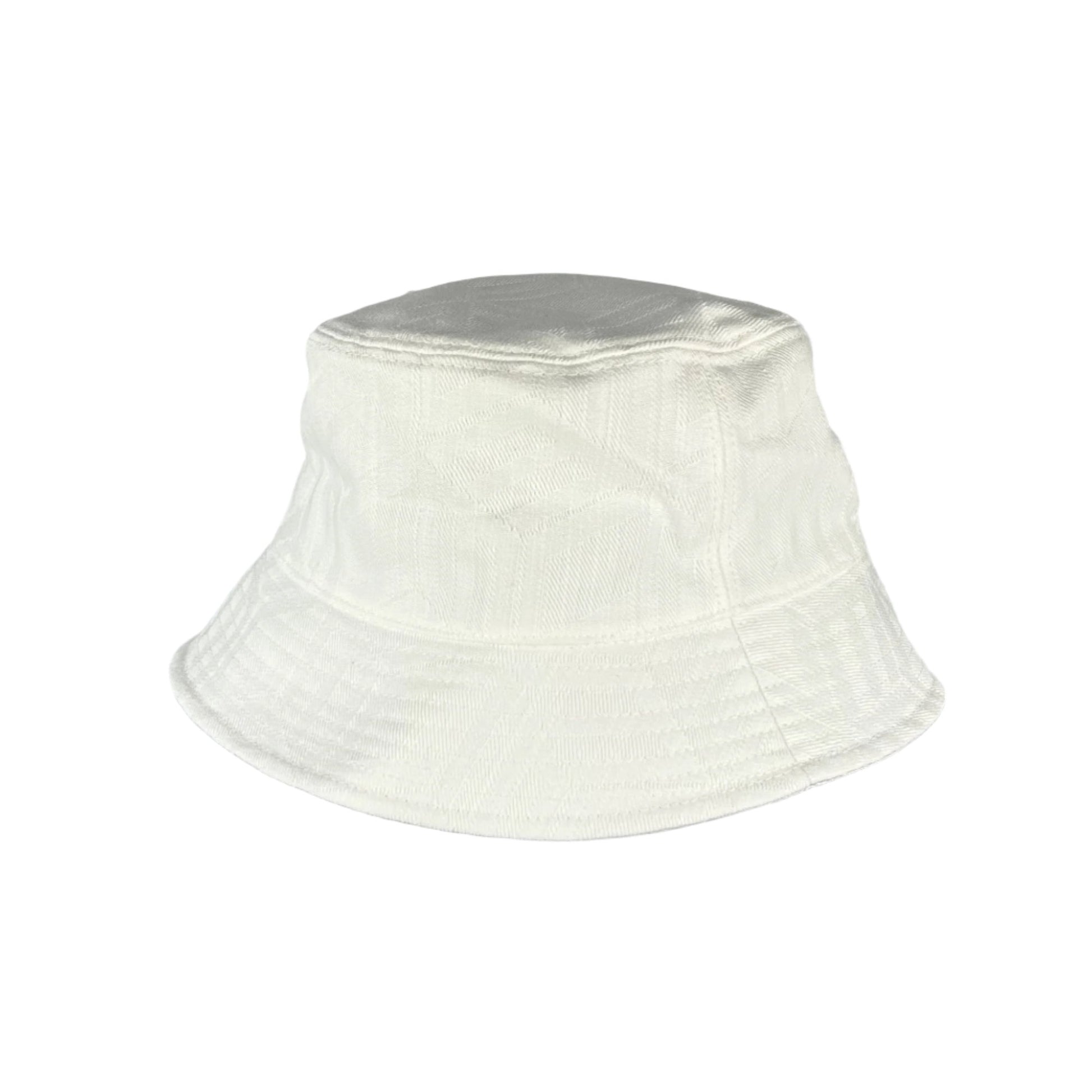 MCM White Cubic Logo Denim Jacquard Bucket Hat | Positivo Clothing