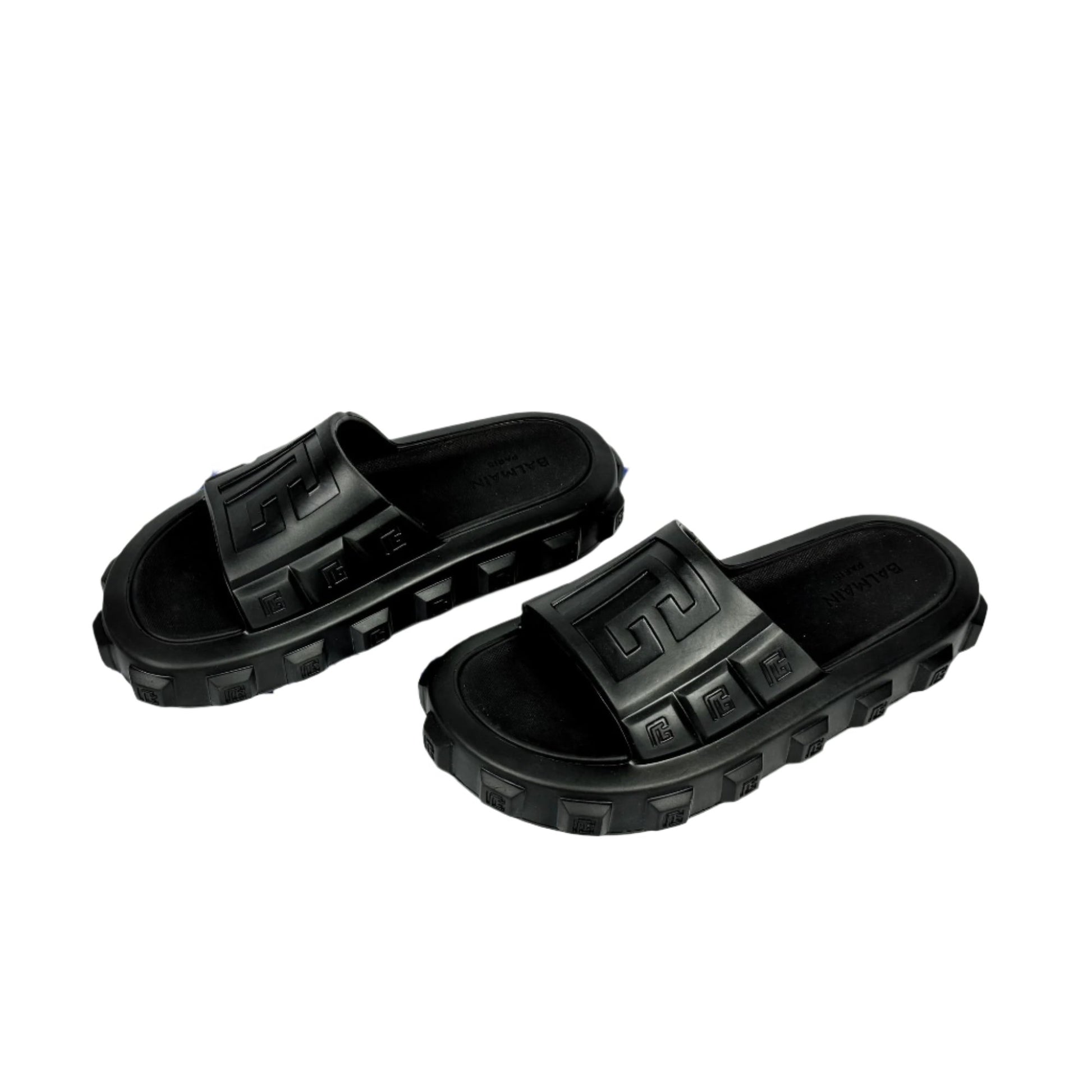 Balmain Mens Black Ari Rubber Slides Sandals | Positivo Clothing