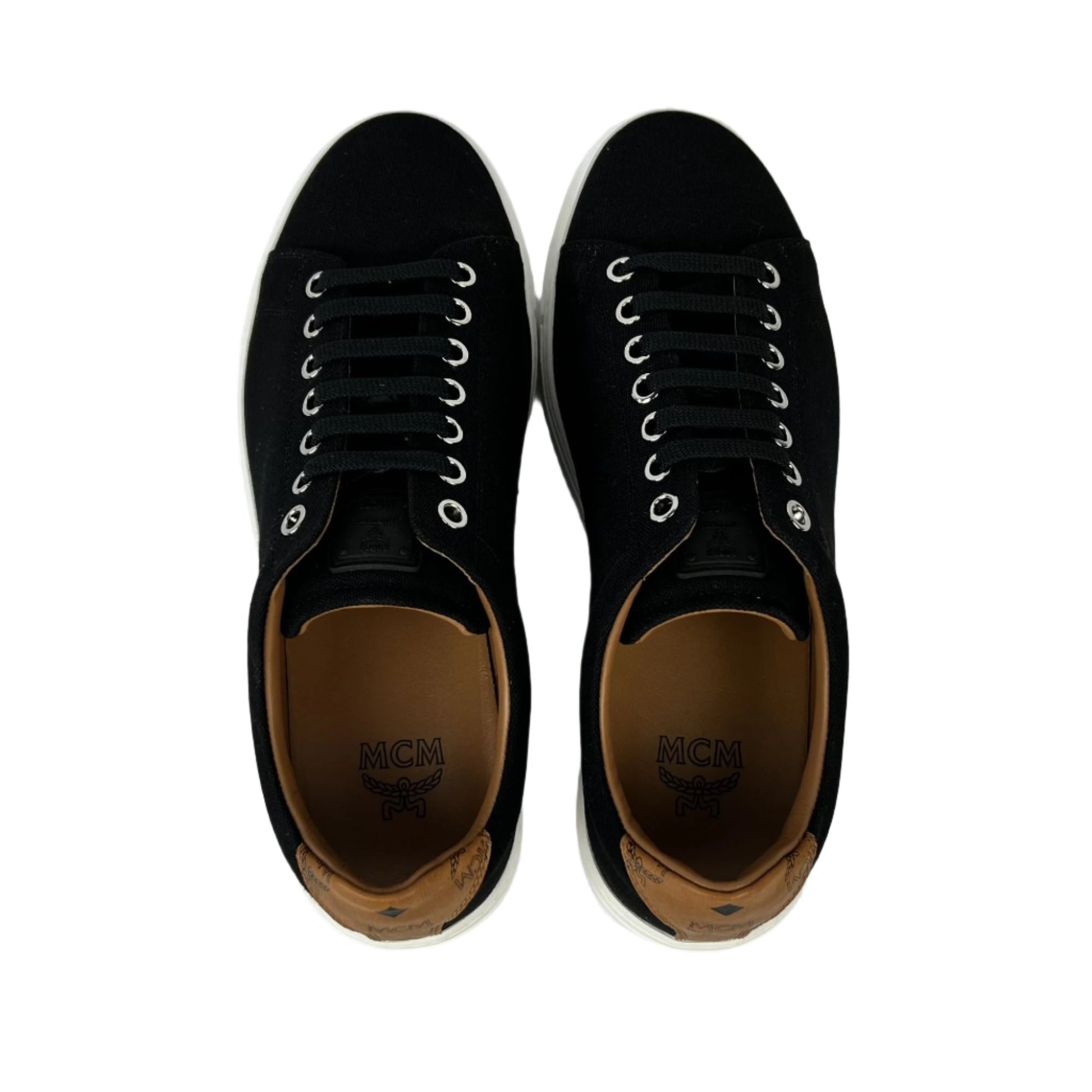 MCM LT Terrain Derby Black Cotton Canvas Sneakers | Positivo Clothing