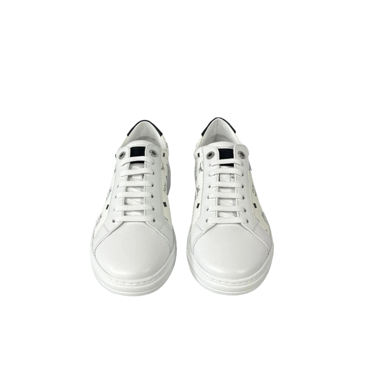 MCM Terrain Derby Visetos White Leather Low Top Sneakers | Positivo Clothing