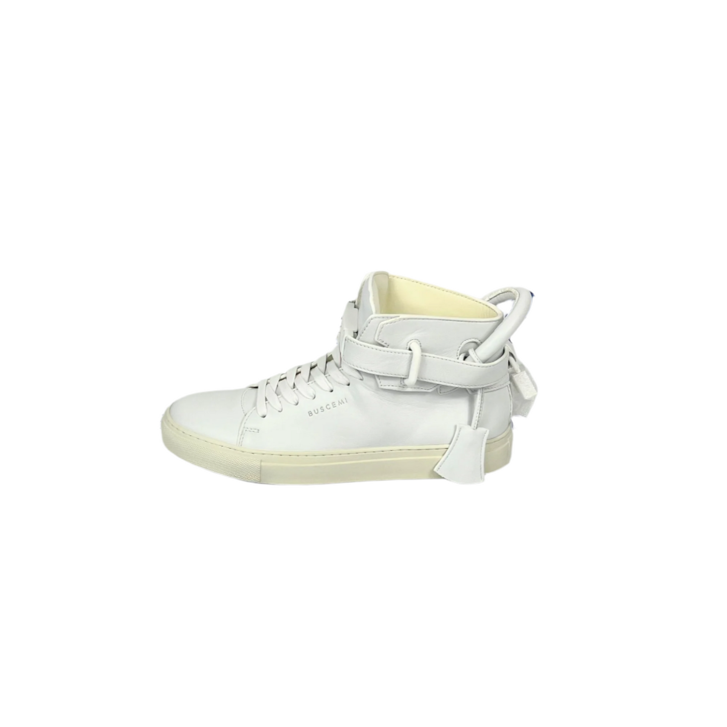 Buscemi Womens 100MM Flat Tonal White Leather Sneakers w/ Defect