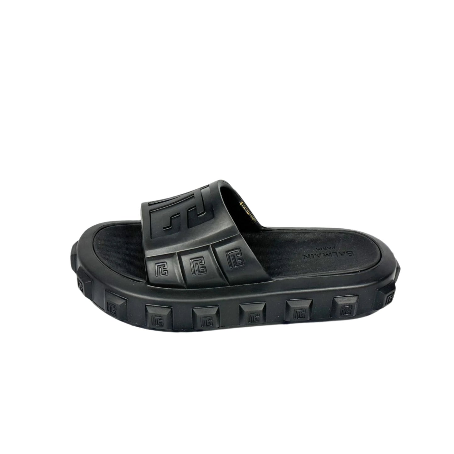 Balmain Mens Black Ari Rubber Slides Sandals | Positivo Clothing