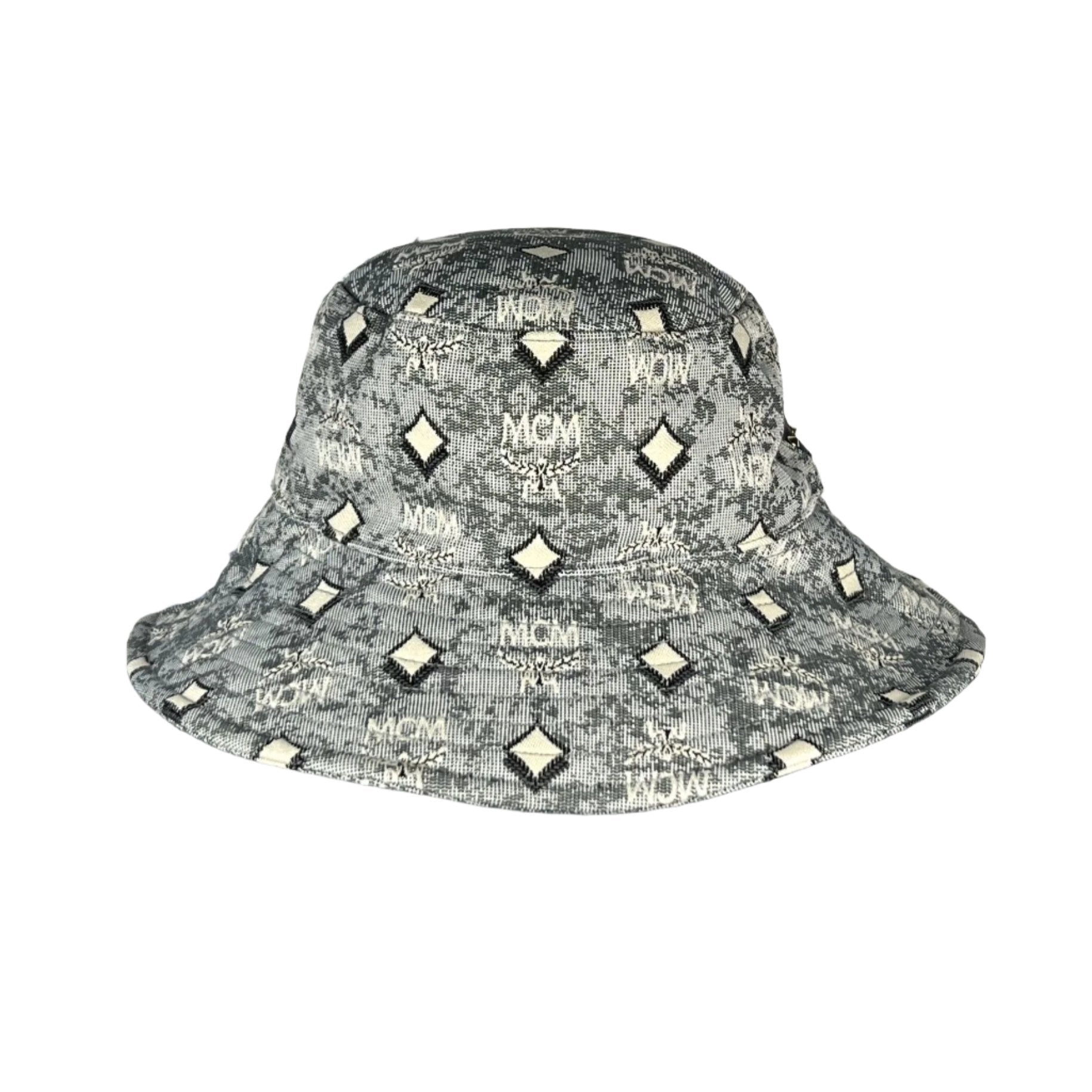 MCM Grey Vintage Stud O Monogram Jacquard Bucket Hat | Positivo Clothing