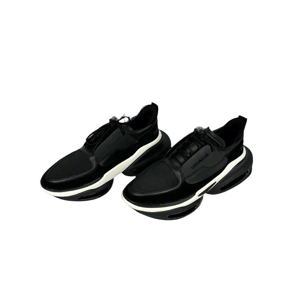 Balmain Mens Black Low Top Lace Leather Sneakers | Positivo Clothing