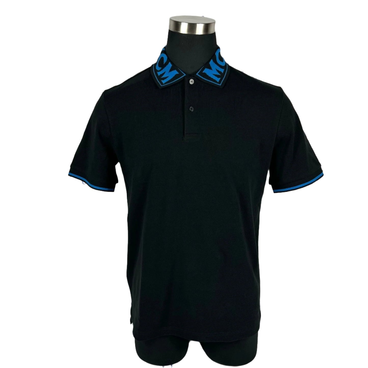 MCM Mens Logo Vallarta Blue Cotton Polo Shirt | Positivo Clothing