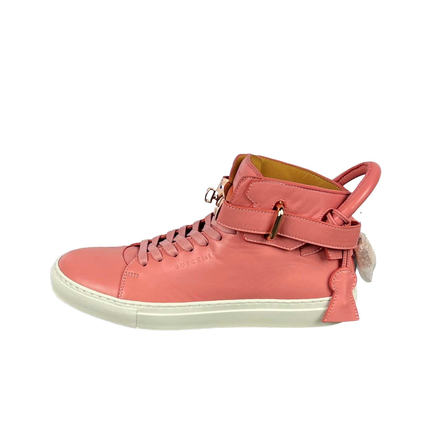 Buscemi Womens 100MM White/Pink Leather Sneakers | Positivo Clothing