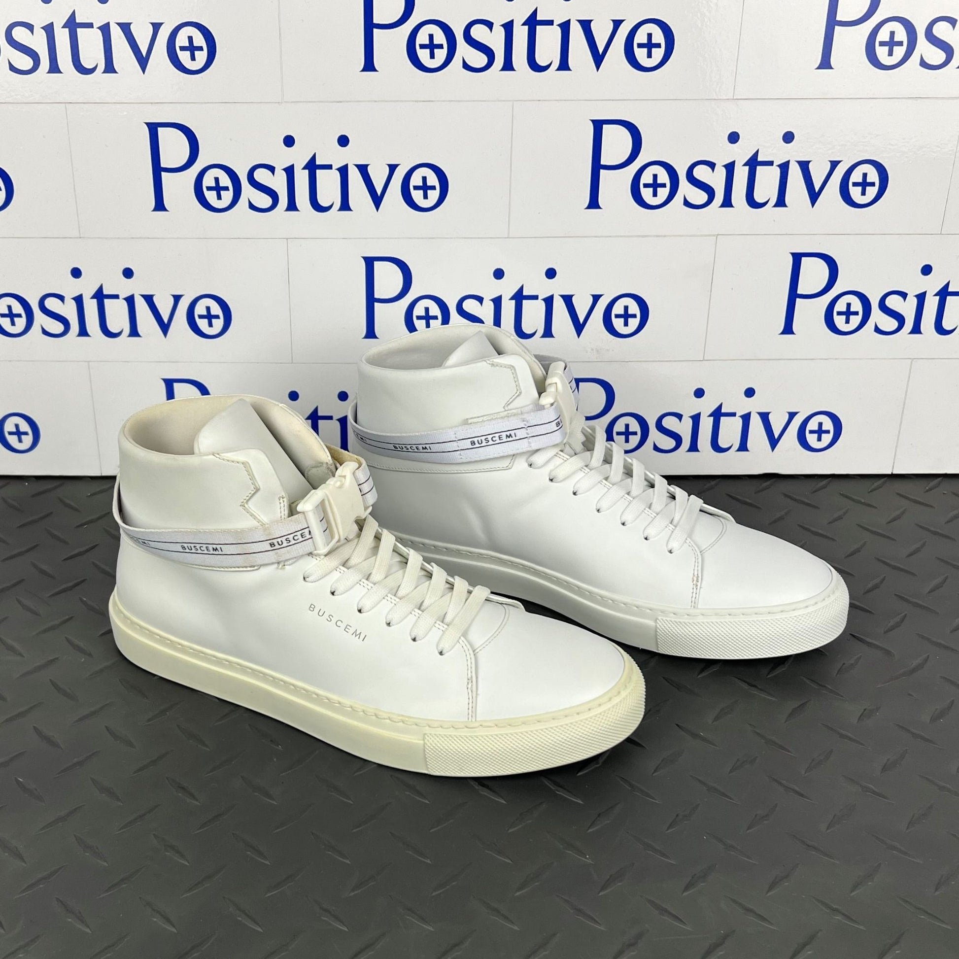 Buscemi Mens 100MM SPORT White Leather Sneakers | Positivo Clothing