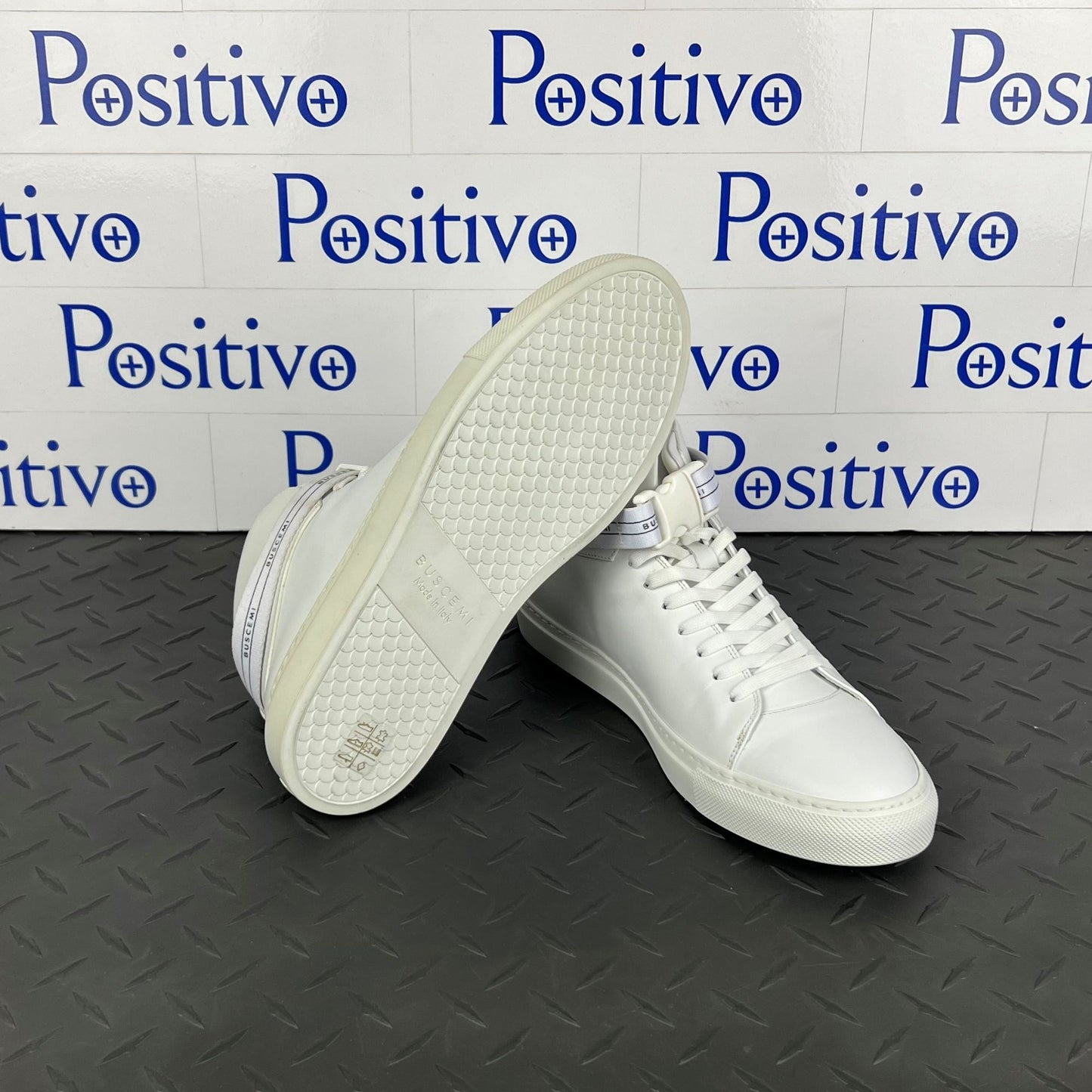 Buscemi Mens 100MM SPORT White Leather Sneakers | Positivo Clothing