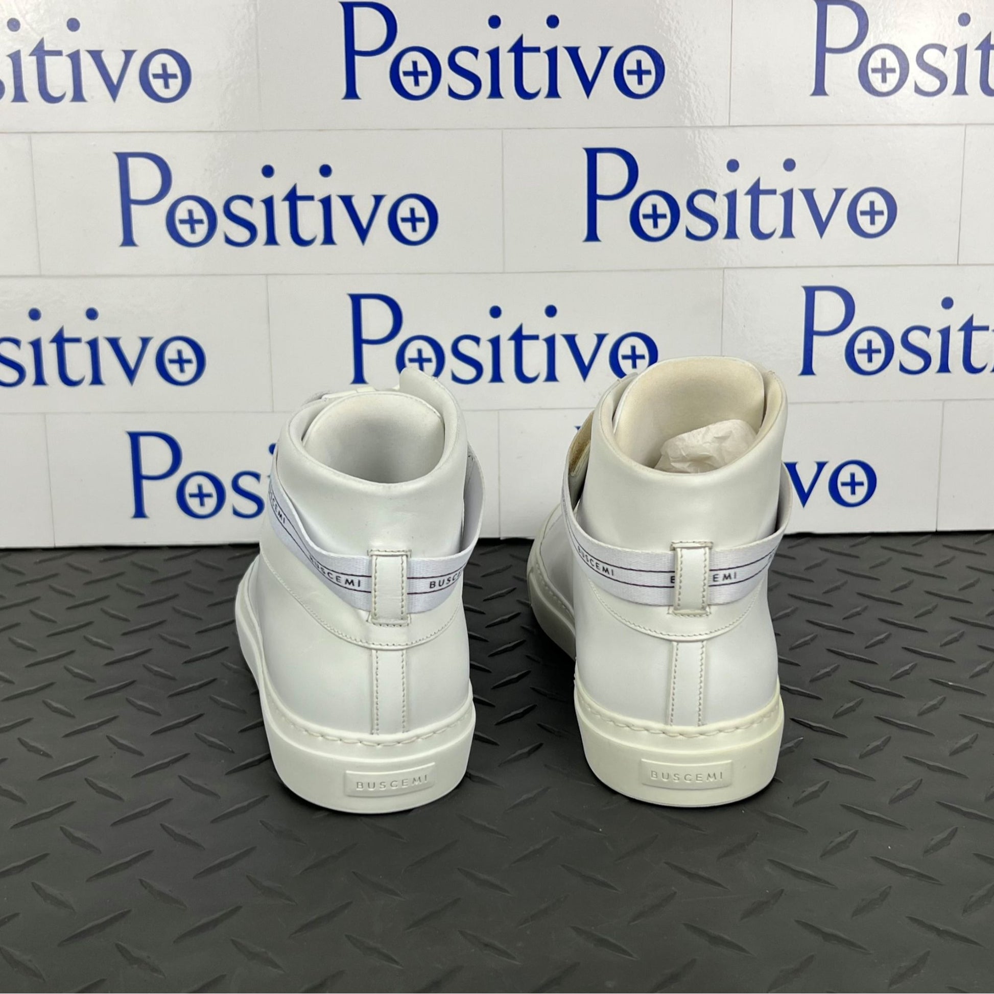 Buscemi Mens 100MM SPORT White Leather Sneakers | Positivo Clothing