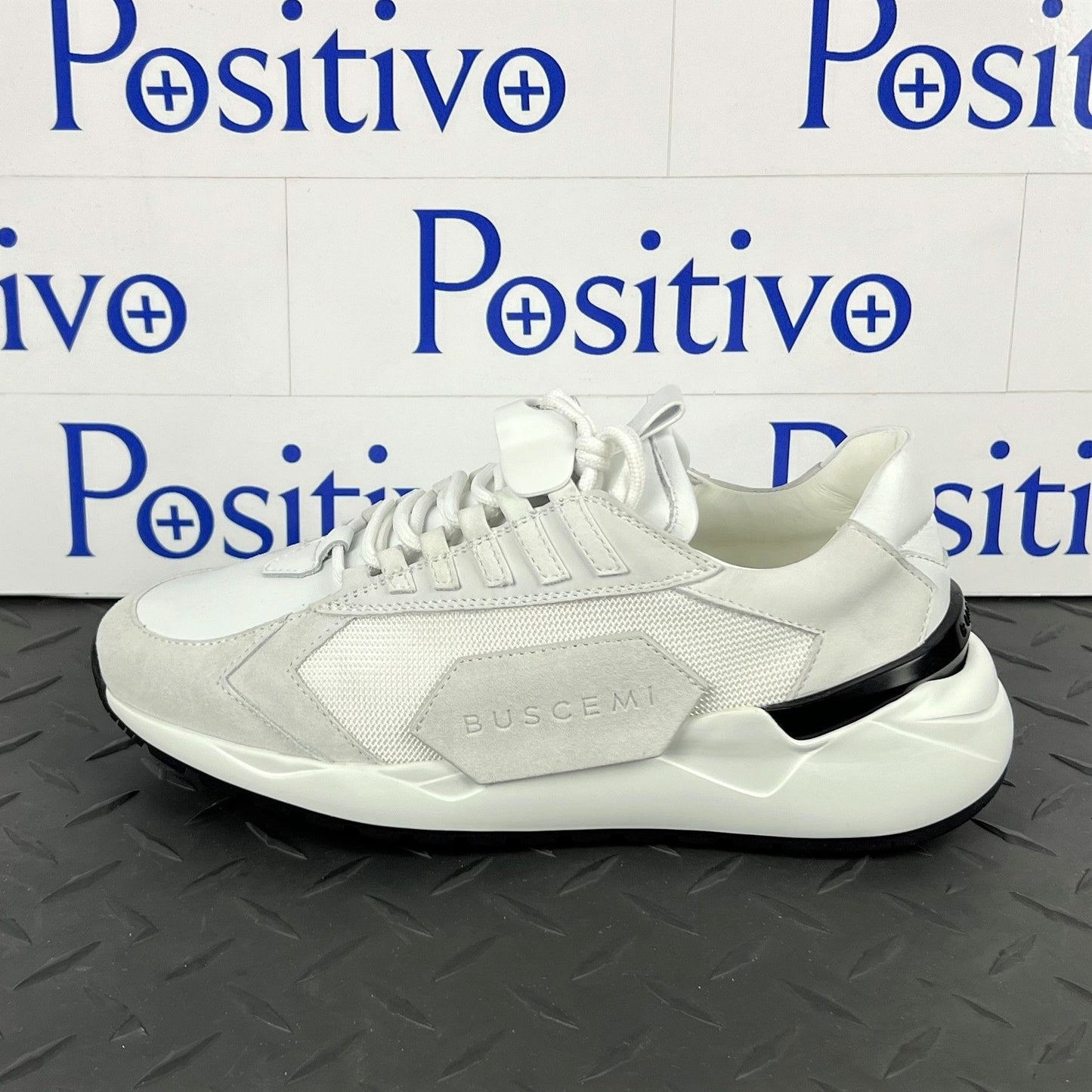 Buscemi Womens Run 2 White Suede Sneakers | Positivo Clothing