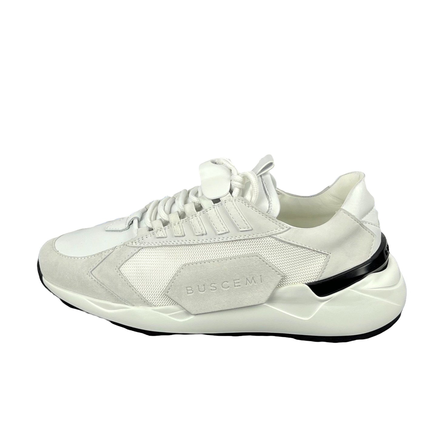 Buscemi Womens Run 2 White Suede Sneakers | Positivo Clothing