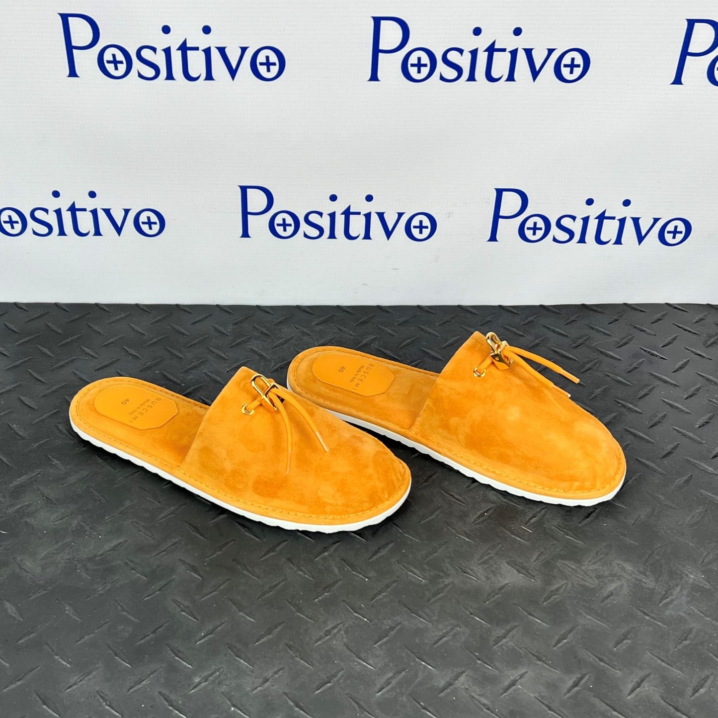 Buscemi Mens Greenwich Orange Suede Slippers | Positivo Clothing