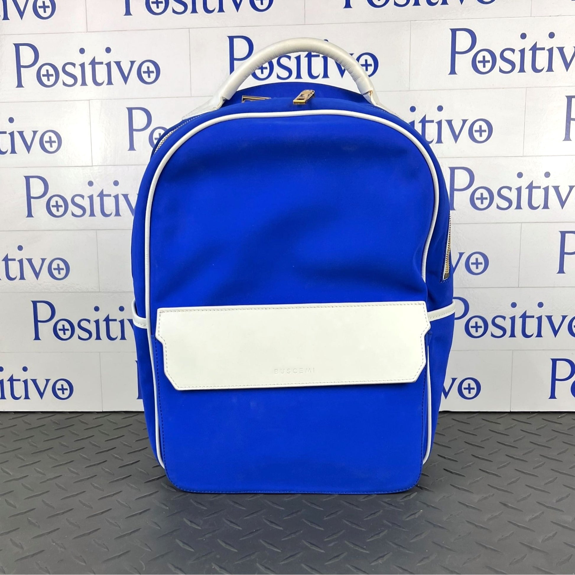 Buscemi Blue/White Fabric Backpack Bag Medium SAMPLE | Positivo Clothing