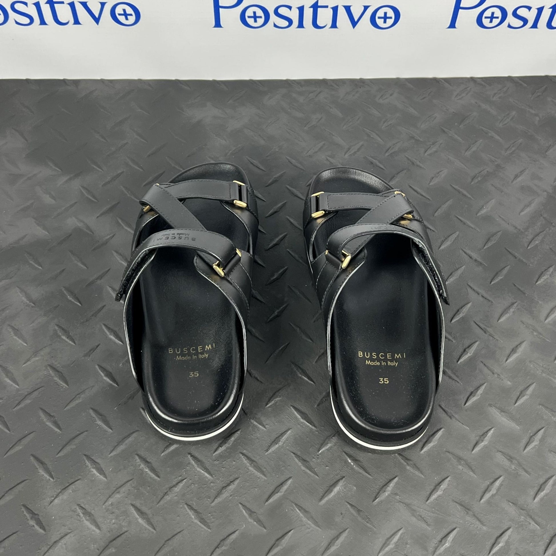 Buscemi Womens Sandal Strap Black Leather Sandals | Positivo Clothing