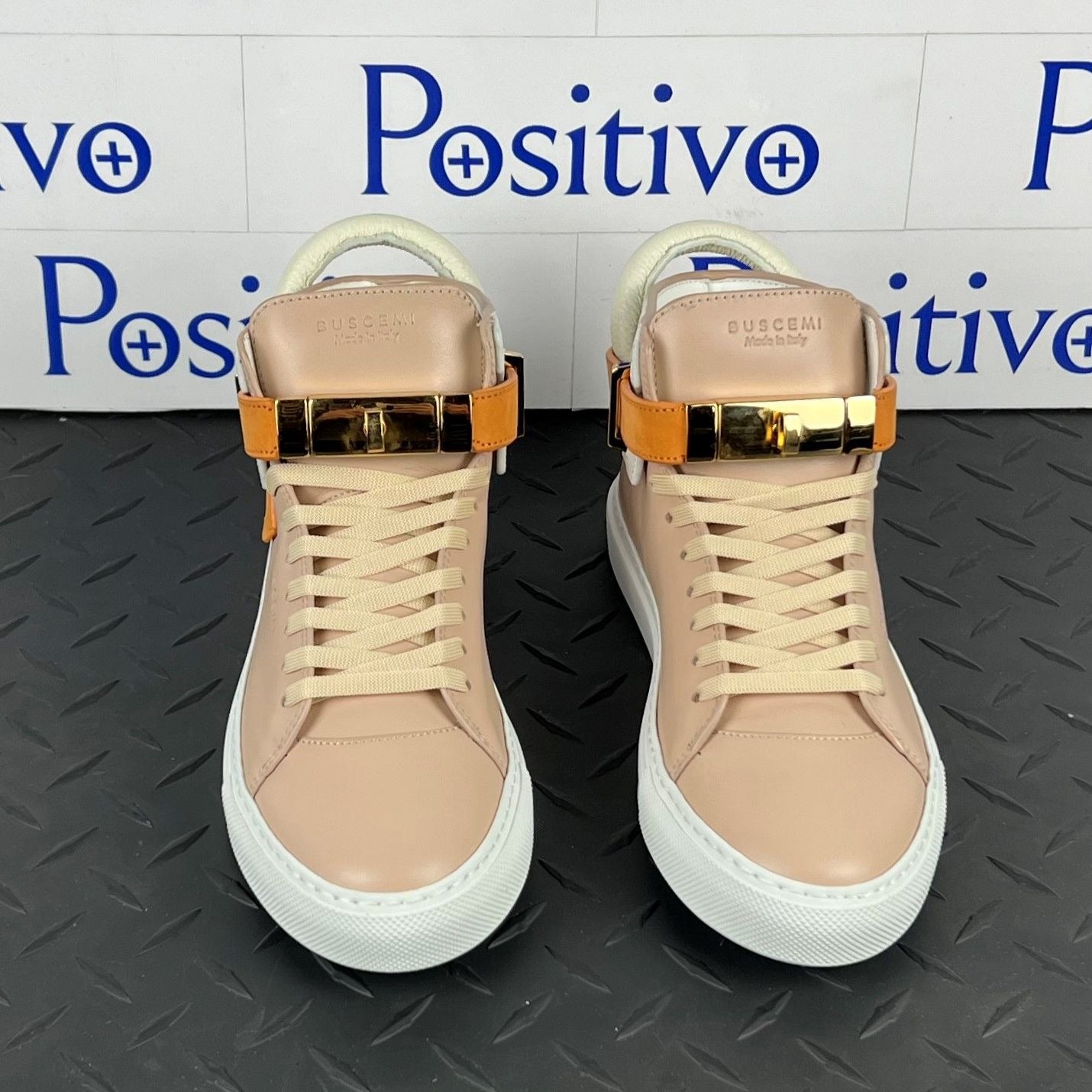 Buscemi Womens 100MM Nude Trio Leather Sneakers | Positivo Clothing