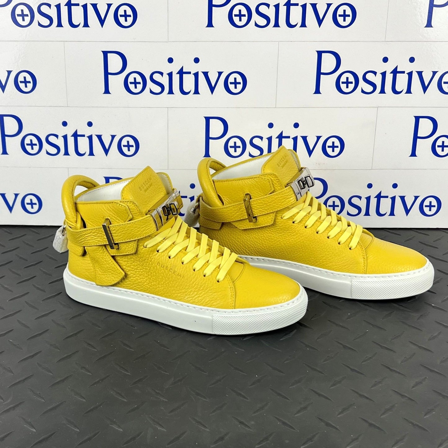 Buscemi Womens 100MM Alce Yellow Leather Sneakers SAMPLE | Positivo Clothing