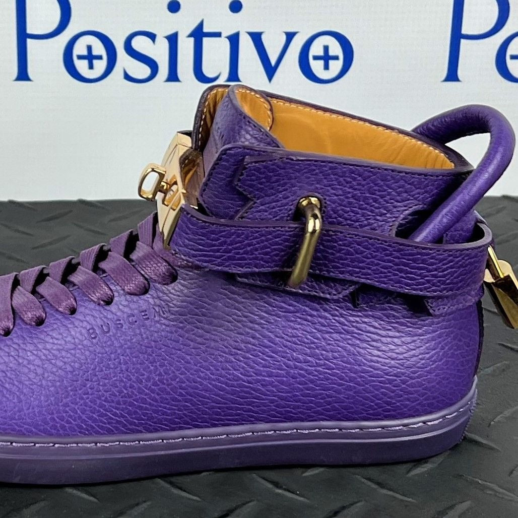 Buscemi Womens 100MM Flat Violet Leather Sneakers | Positivo Clothing