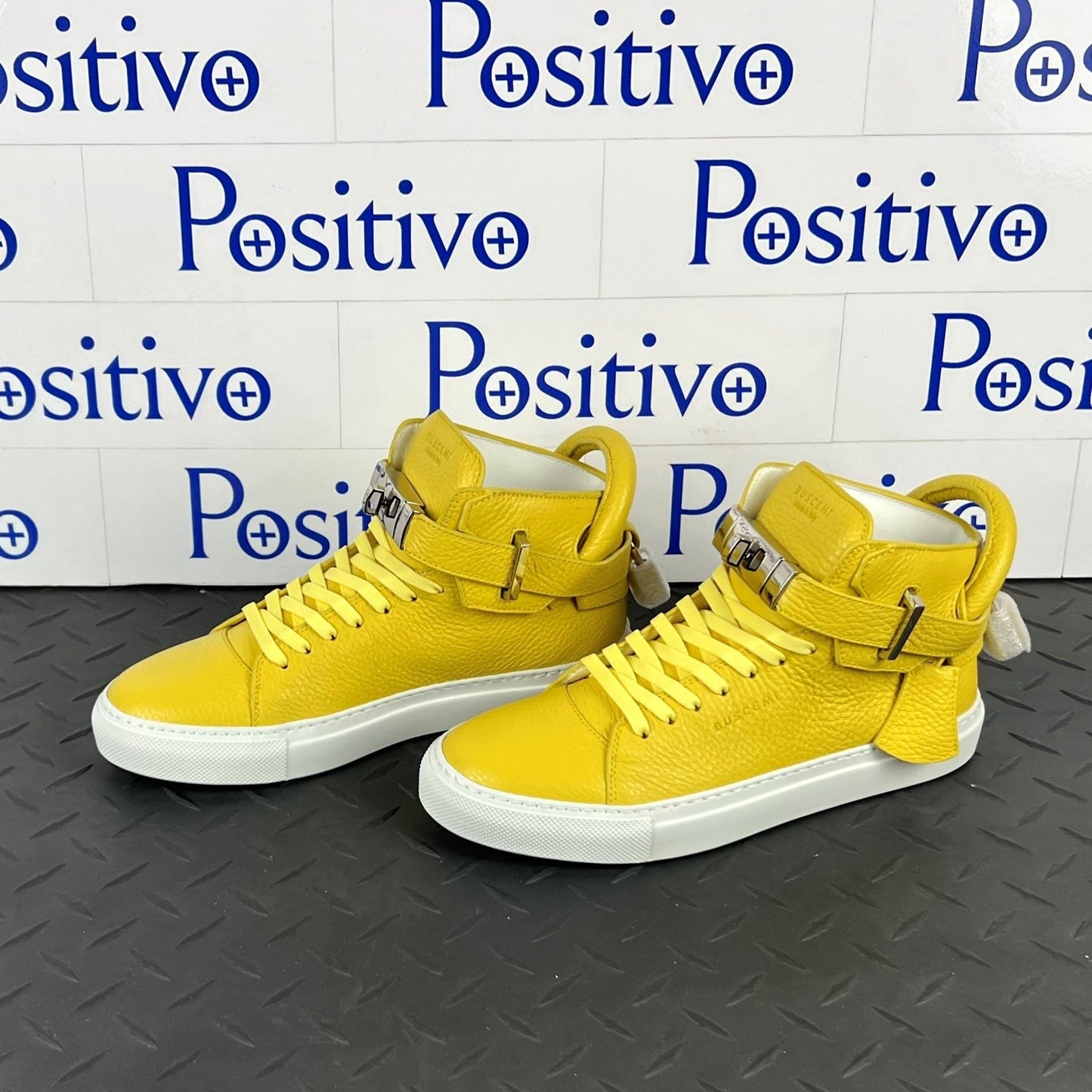 Buscemi Womens 100MM Alce Yellow Leather Sneakers SAMPLE | Positivo Clothing