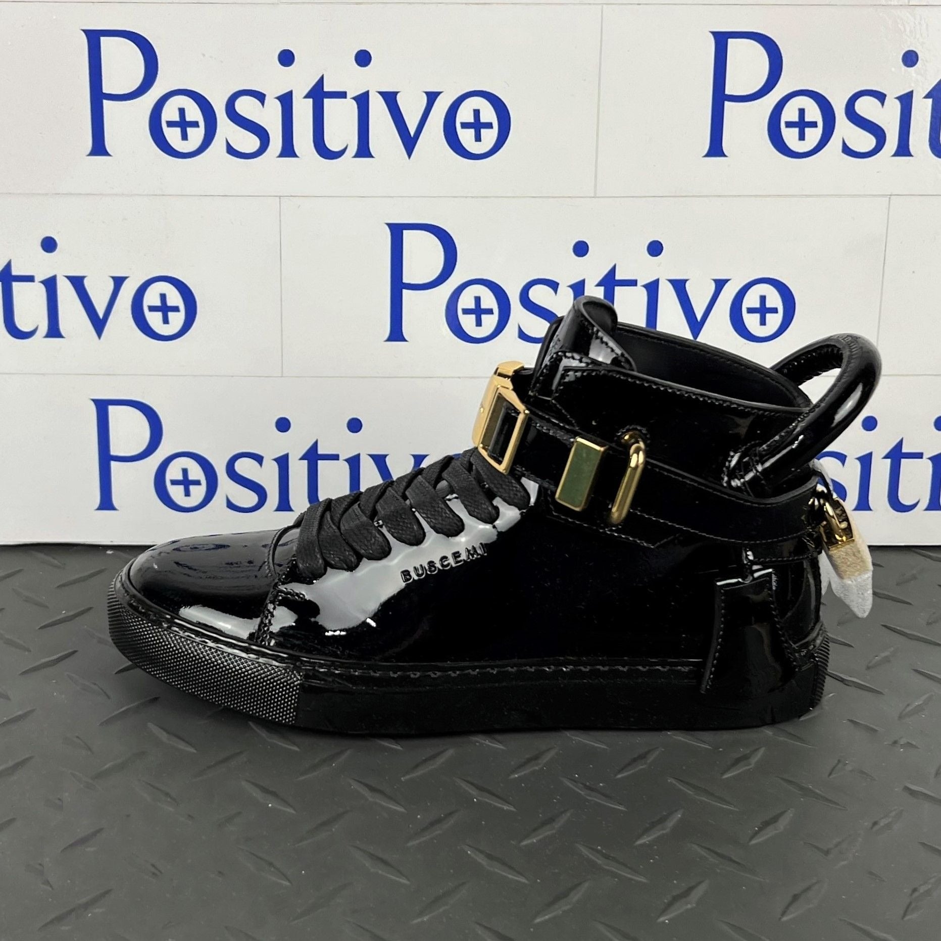 Buscemi Women s 100MM Clip Black Patent Leather Sneakers