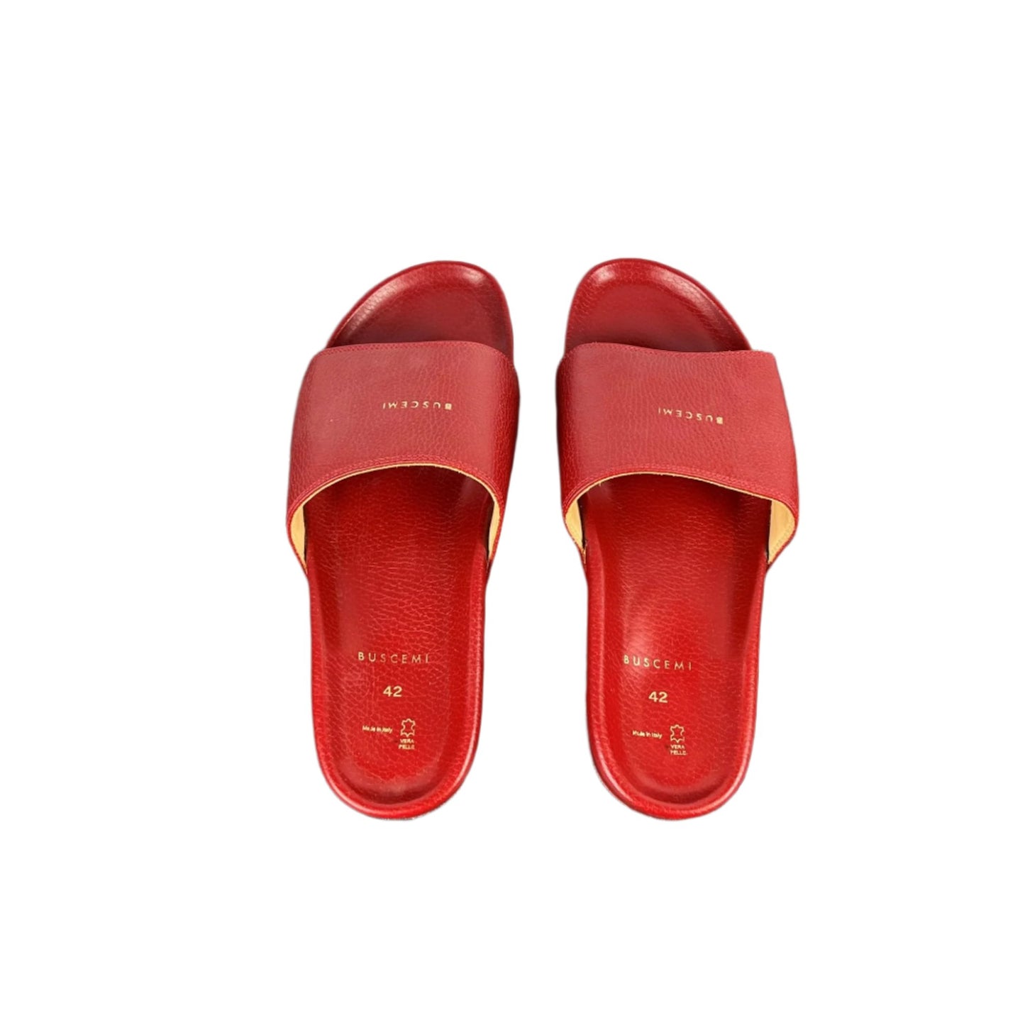 Buscemi Mens Slide Red Leather Sandals SAMPLE | Positivo Clothing