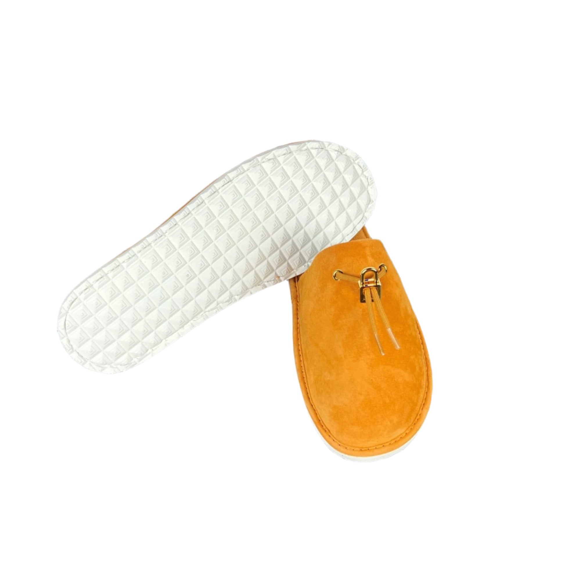 Buscemi Mens Greenwich Orange Suede Slippers SAMPLE | Positivo Clothing