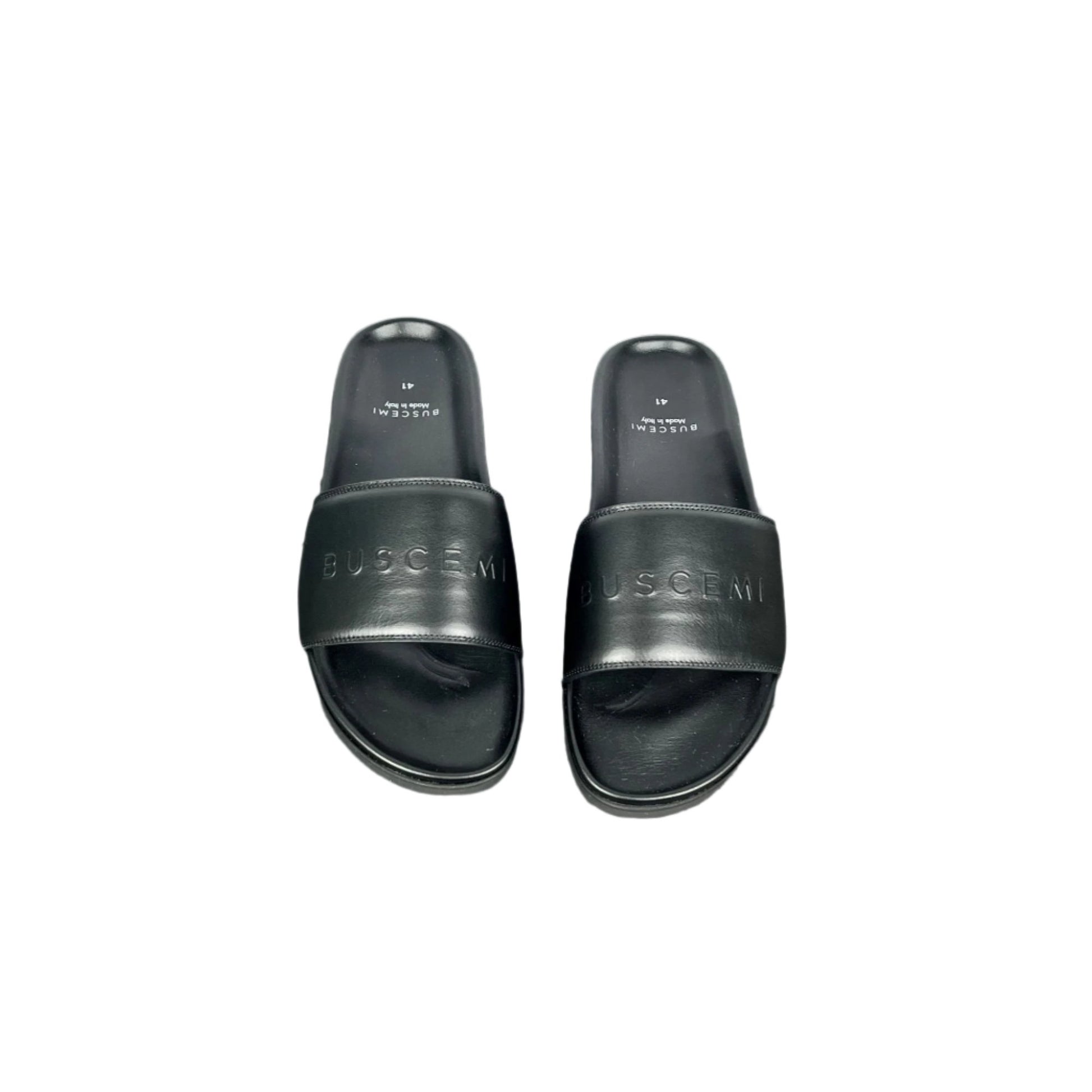 Buscemi Slide Sport Black Leather Sandals | Positivo Clothing