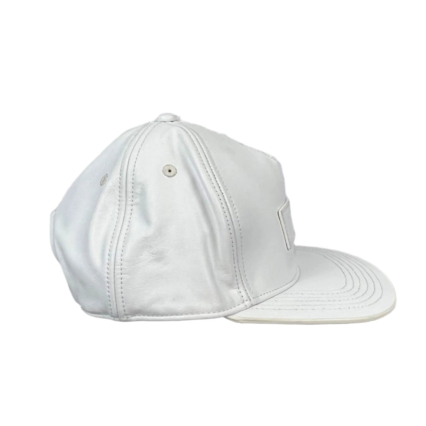 Buscemi Men's Postback White Tonal Smooth Cow Leather Hat New w/ Replacement Box