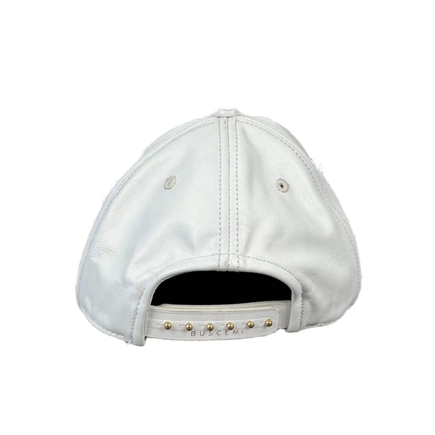 Buscemi Men's Postback White Tonal Smooth Cow Leather Hat New w/ Replacement Box