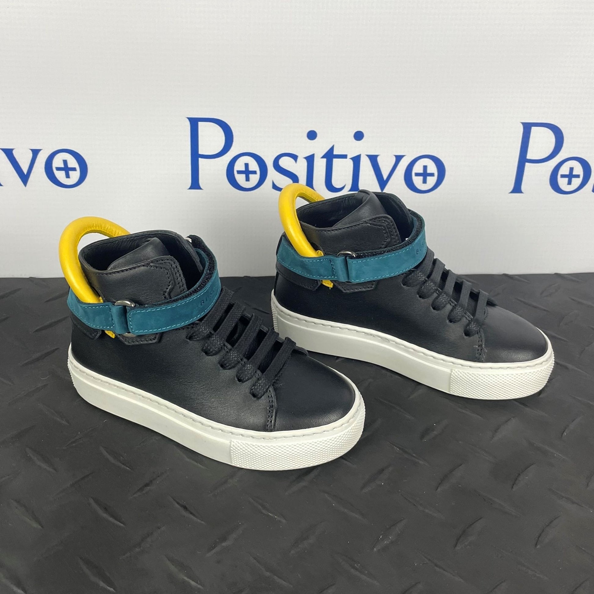 Buscemi 100MM Kid Black Trio Leather Sneakers | Positivo Clothing