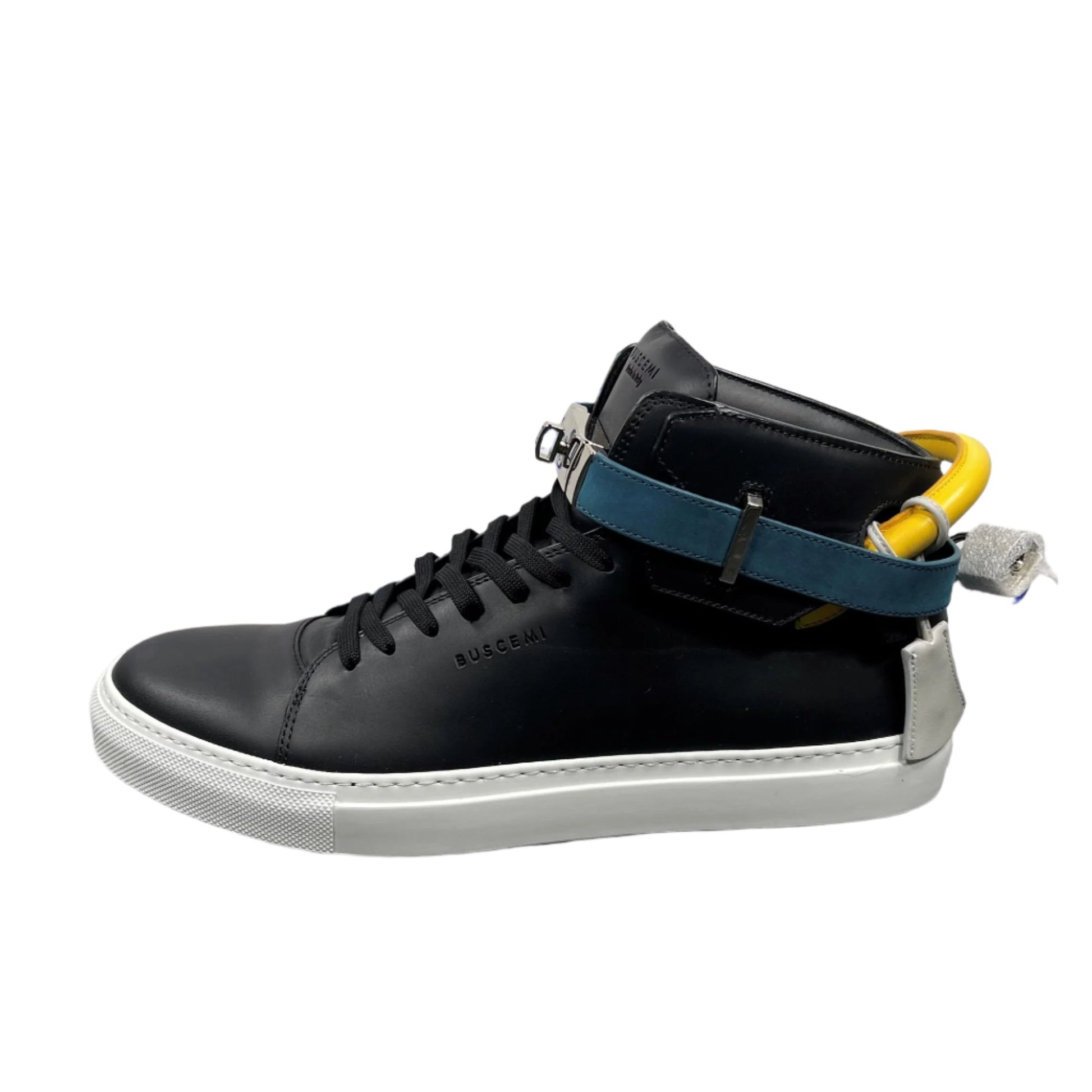 Buscemi Mens 100MM Black Trio High Top Leather Sneakers | Positivo Clothing