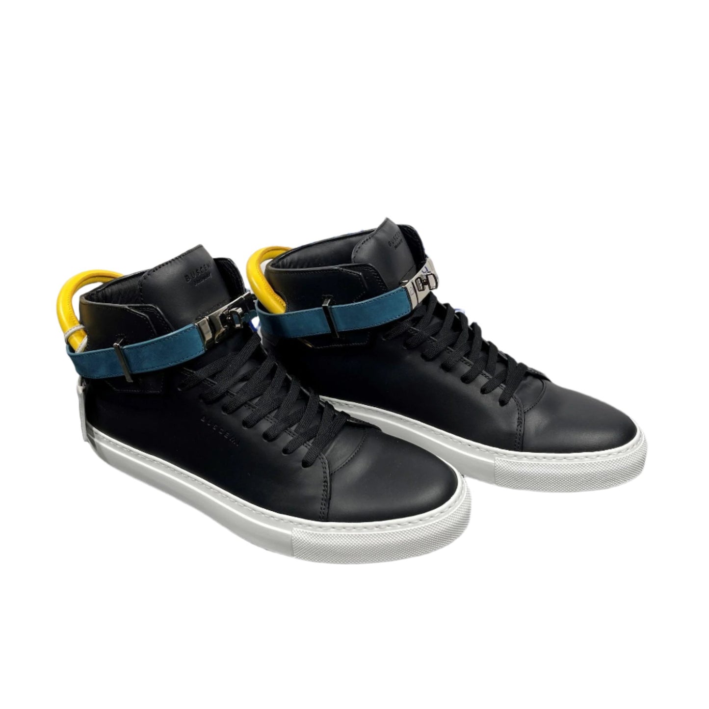 Buscemi Mens 100MM Black Trio High Top Leather Sneakers | Positivo Clothing