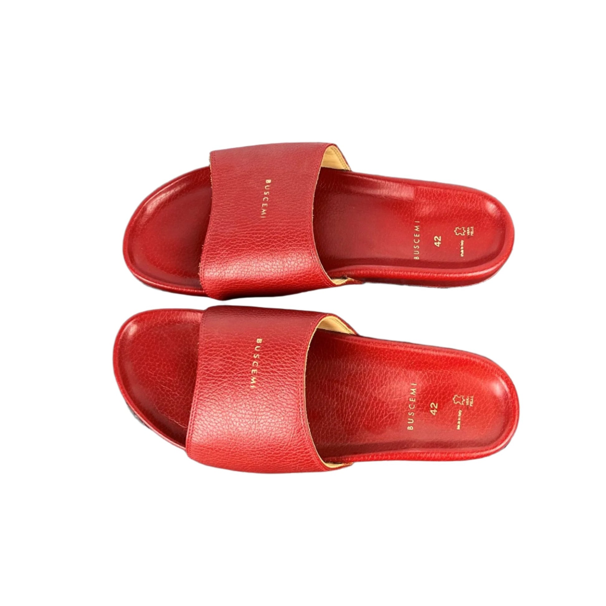 Buscemi Mens Slide Red Leather Sandals SAMPLE | Positivo Clothing