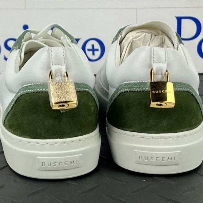 Buscemi Women's Tennis Lock White/Militare Leather Sneakers