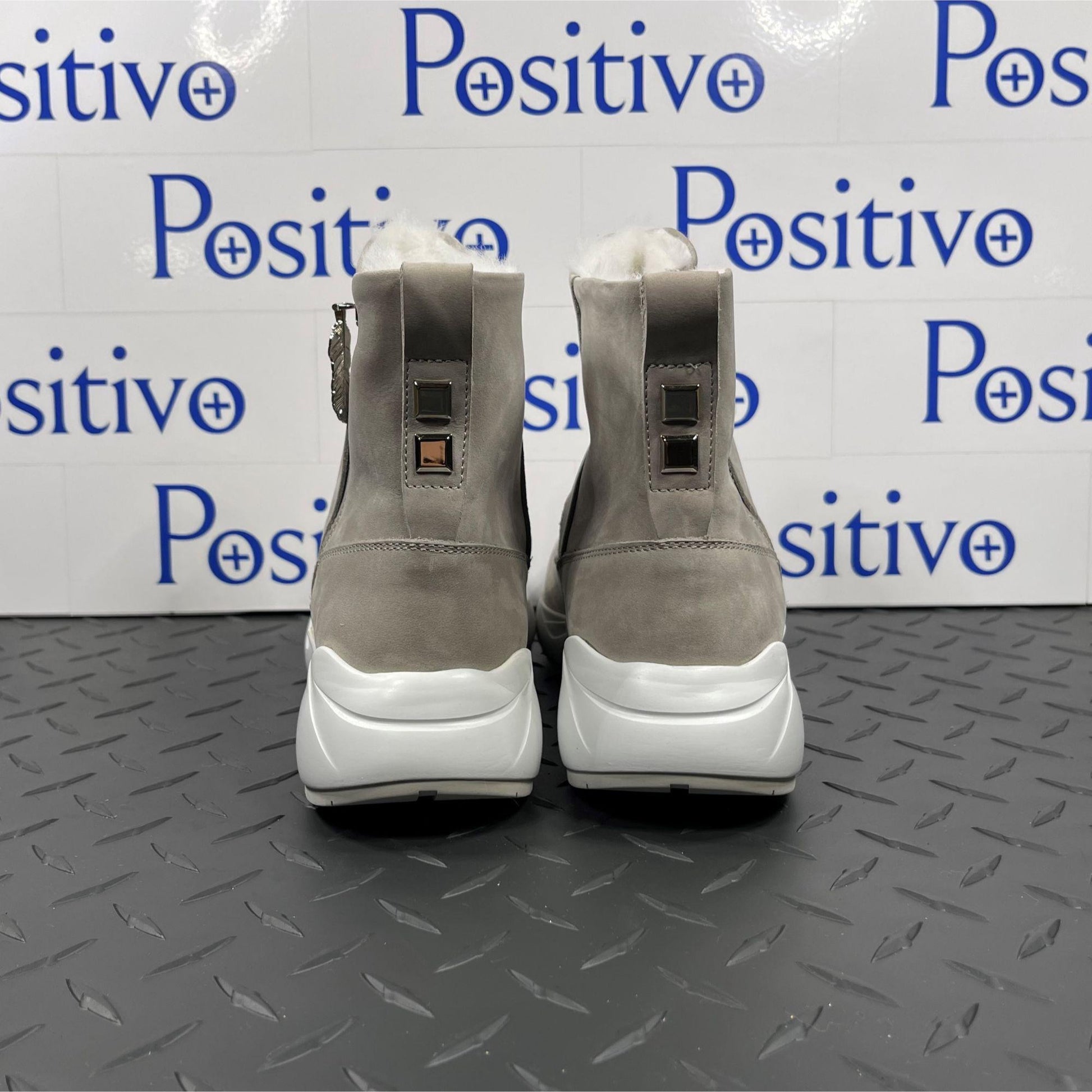 Buscemi Womens Run Boot Fur Grey Suede Sneaker Boots | Positivo Clothing