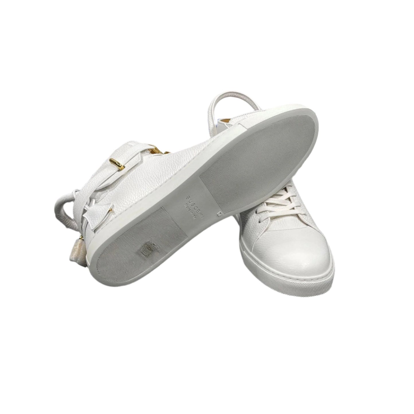 Buscemi Mens 100MM White Leather Sneakers SAMPLE | Positivo Clothing