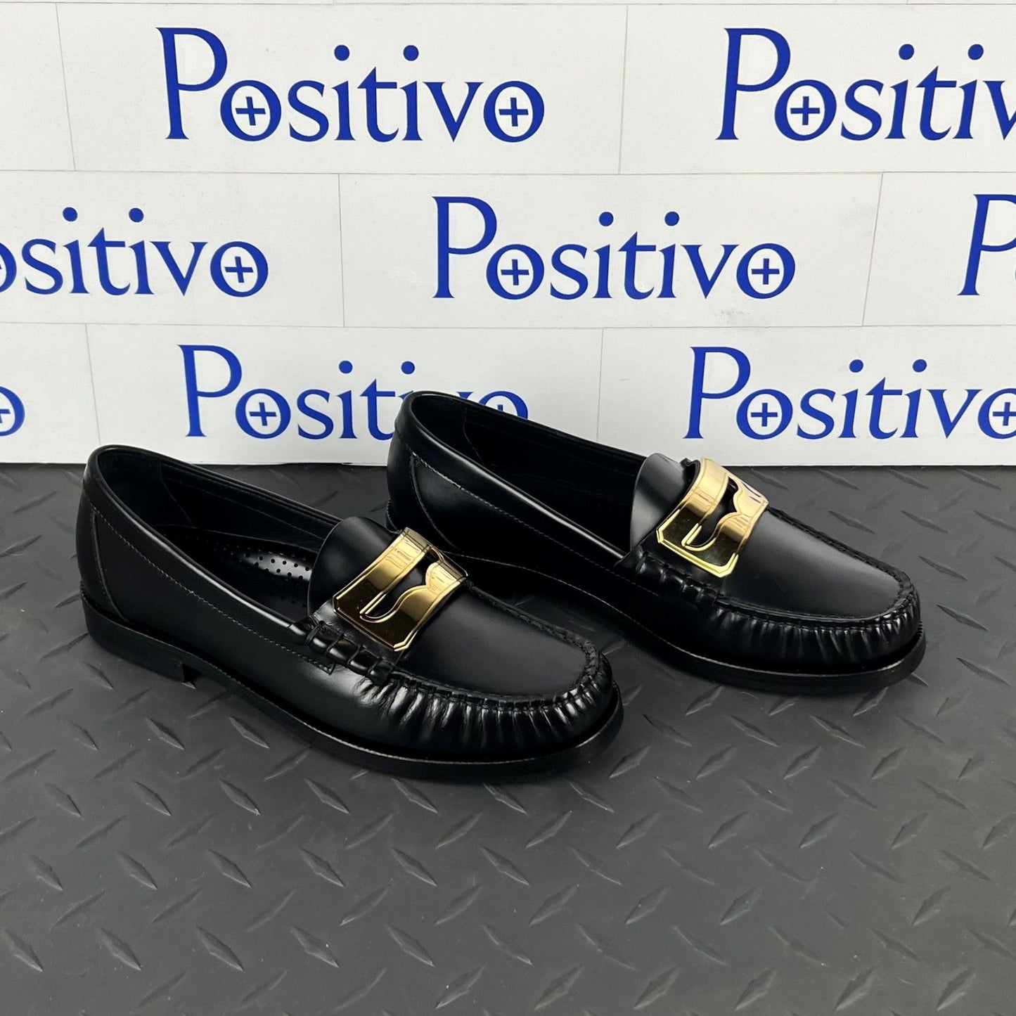 Buscemi Womens Town Loafer Black/Gold Leather Loafers SAMPLE | Positivo Clothing