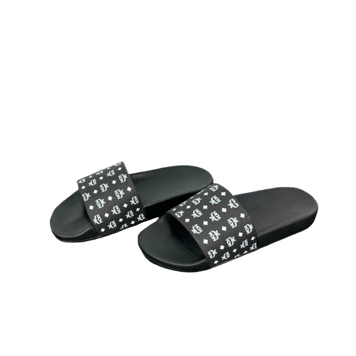 MCM Mens Black Visetos Rubber Slides | Positivo Clothing