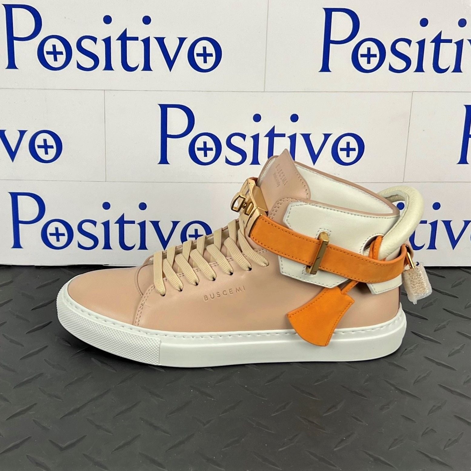 Buscemi Womens 100MM Nude Trio Leather Sneakers | Positivo Clothing