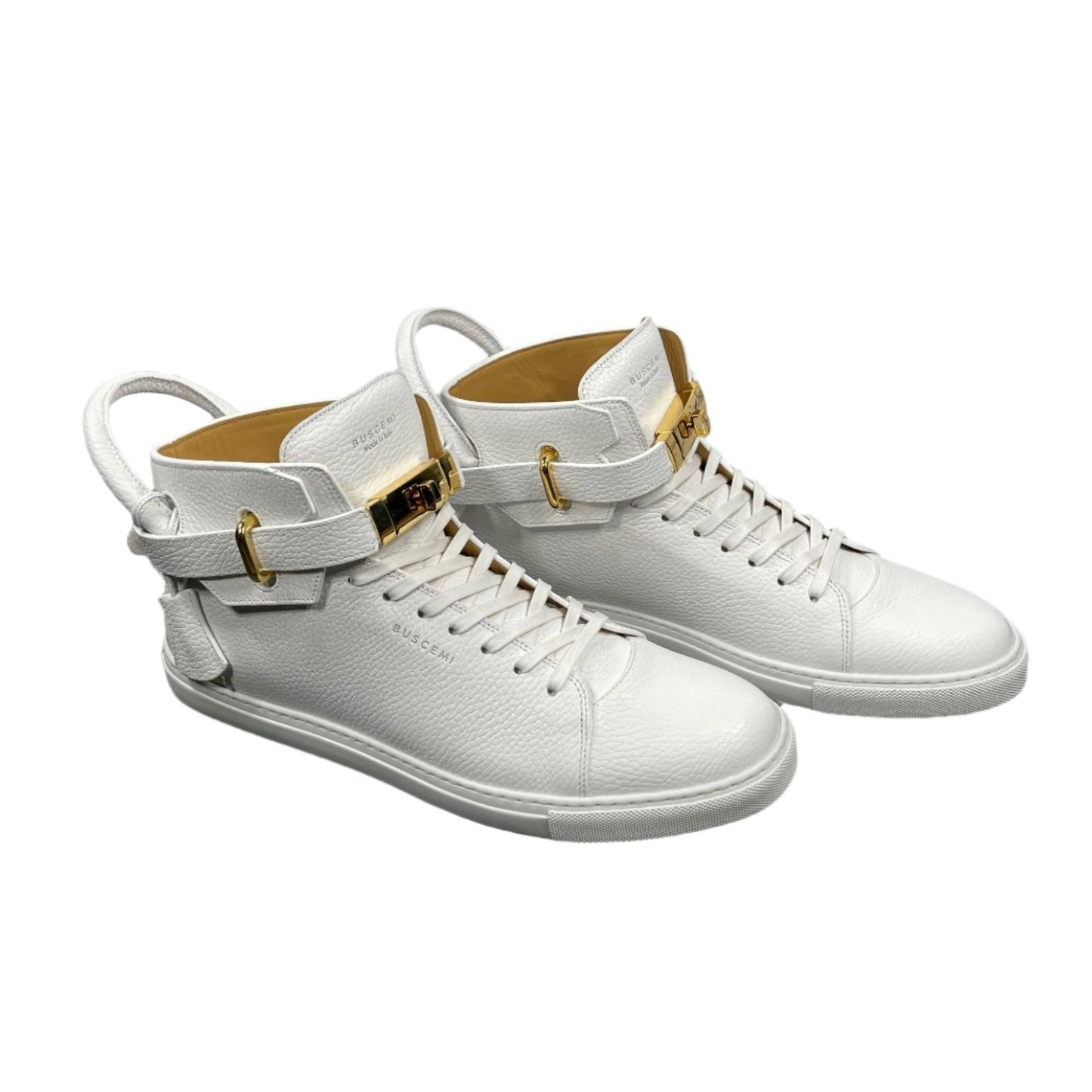 Buscemi Mens 100MM White Leather Sneakers SAMPLE | Positivo Clothing