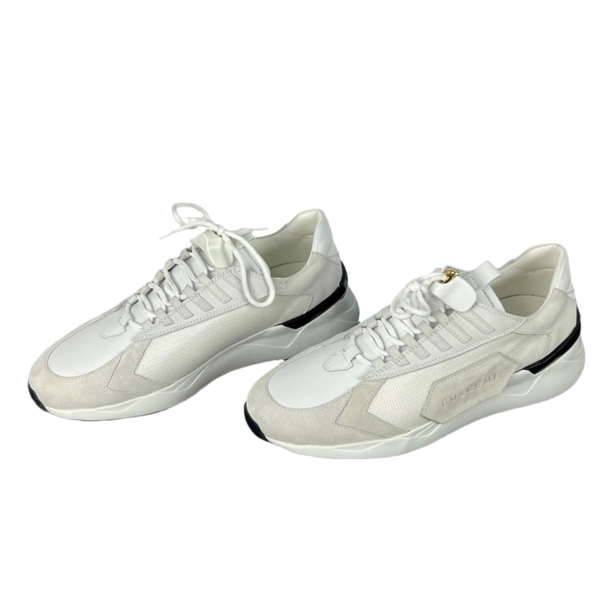 Buscemi Mens Run 2 White Suede Sneakers | Positivo Clothing