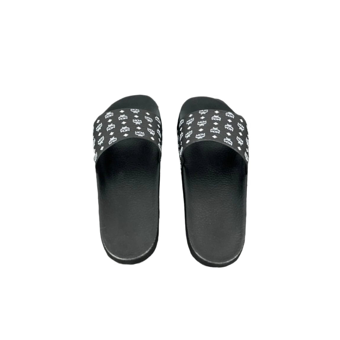 MCM Mens Black Visetos Rubber Slides | Positivo Clothing