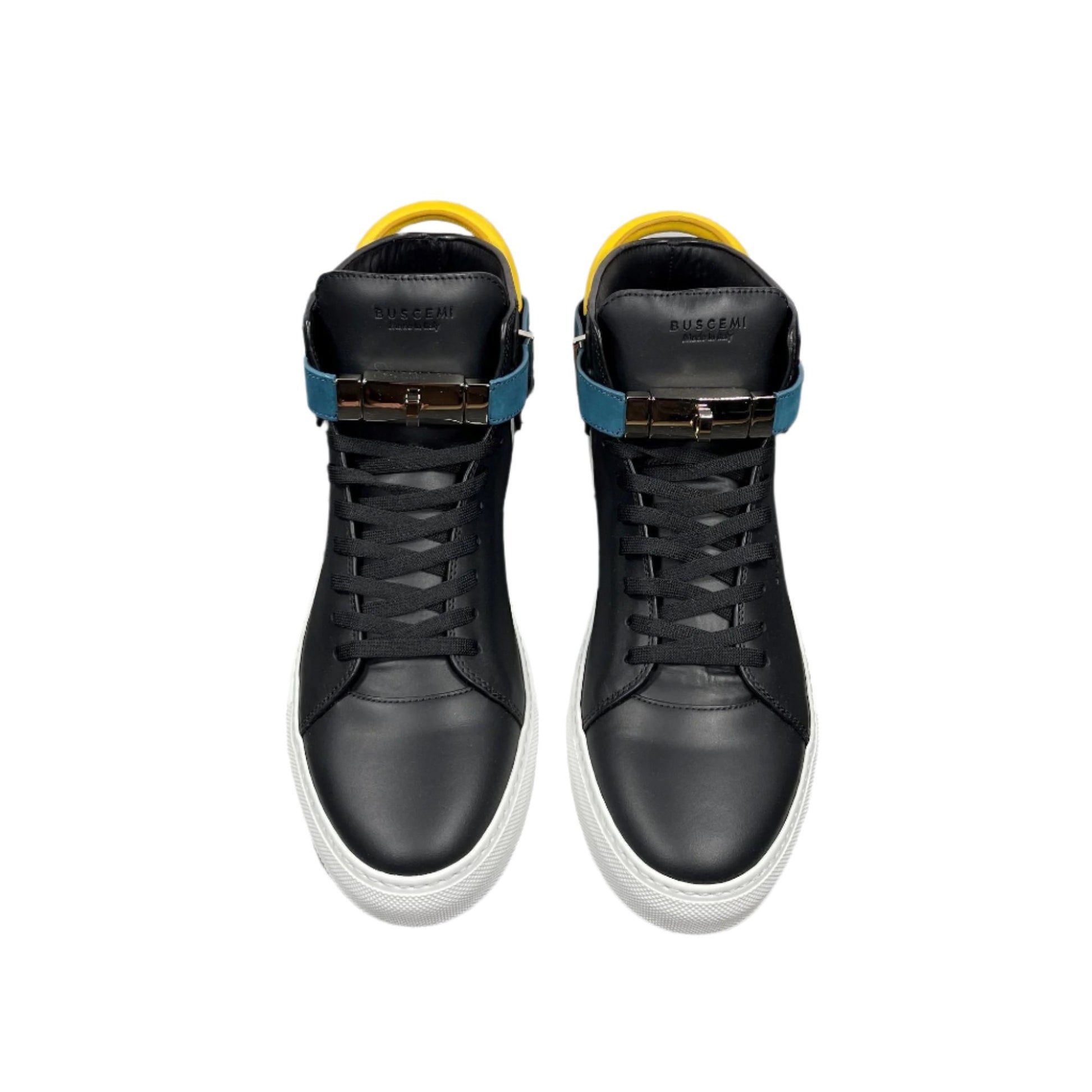 Buscemi Mens 100MM Black Trio High Top Leather Sneakers | Positivo Clothing