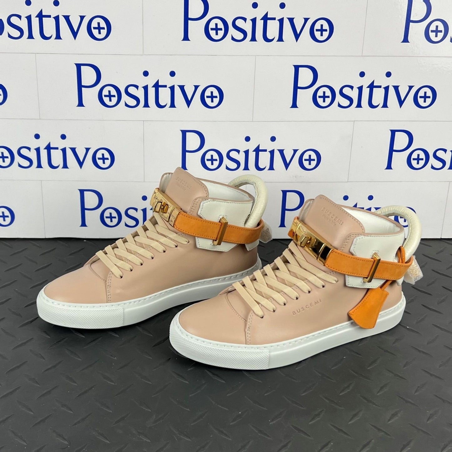 Buscemi Womens 100MM Nude Trio Leather Sneakers | Positivo Clothing