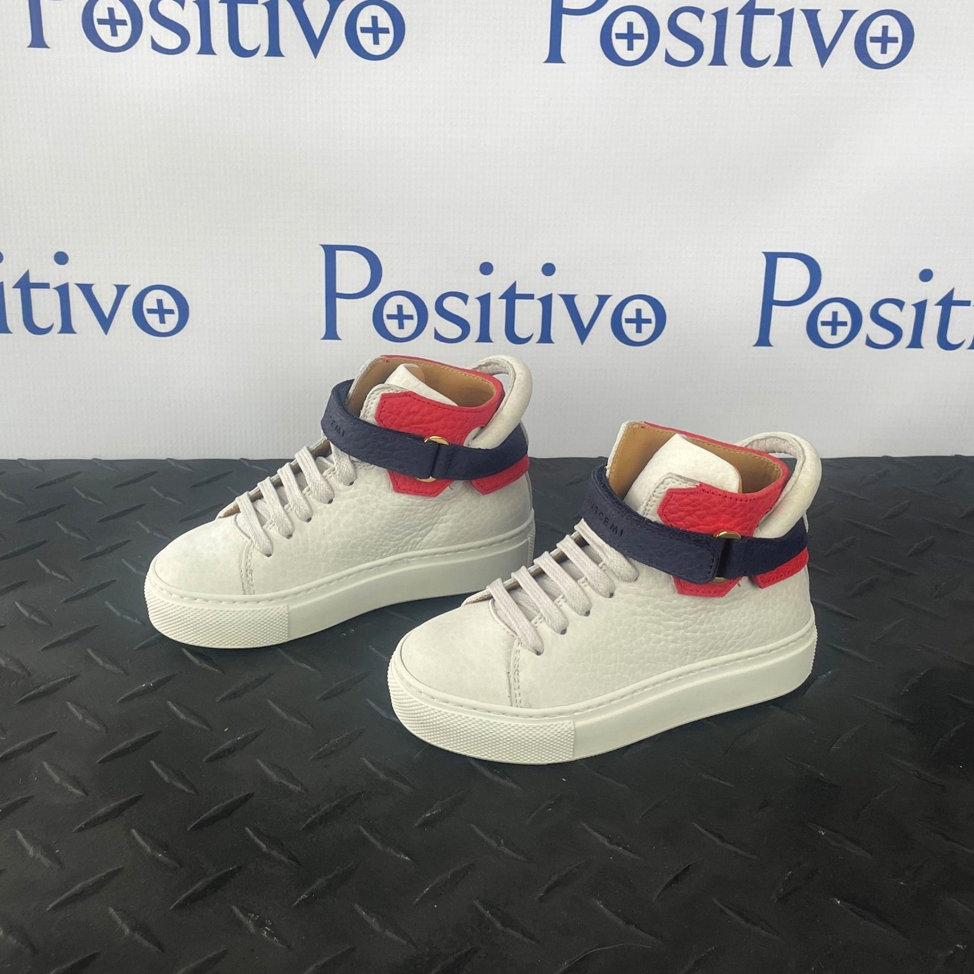 Buscemi 100MM Kid Nubuk Off White/ Ramino Tri Sneakers | Positivo Clothing