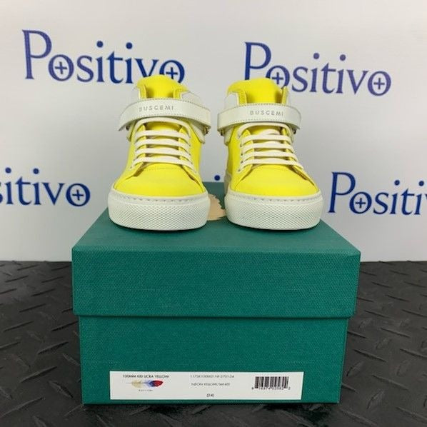 Buscemi 100MM Kid Licra Yellow Leather Sneakers | Positivo Clothing