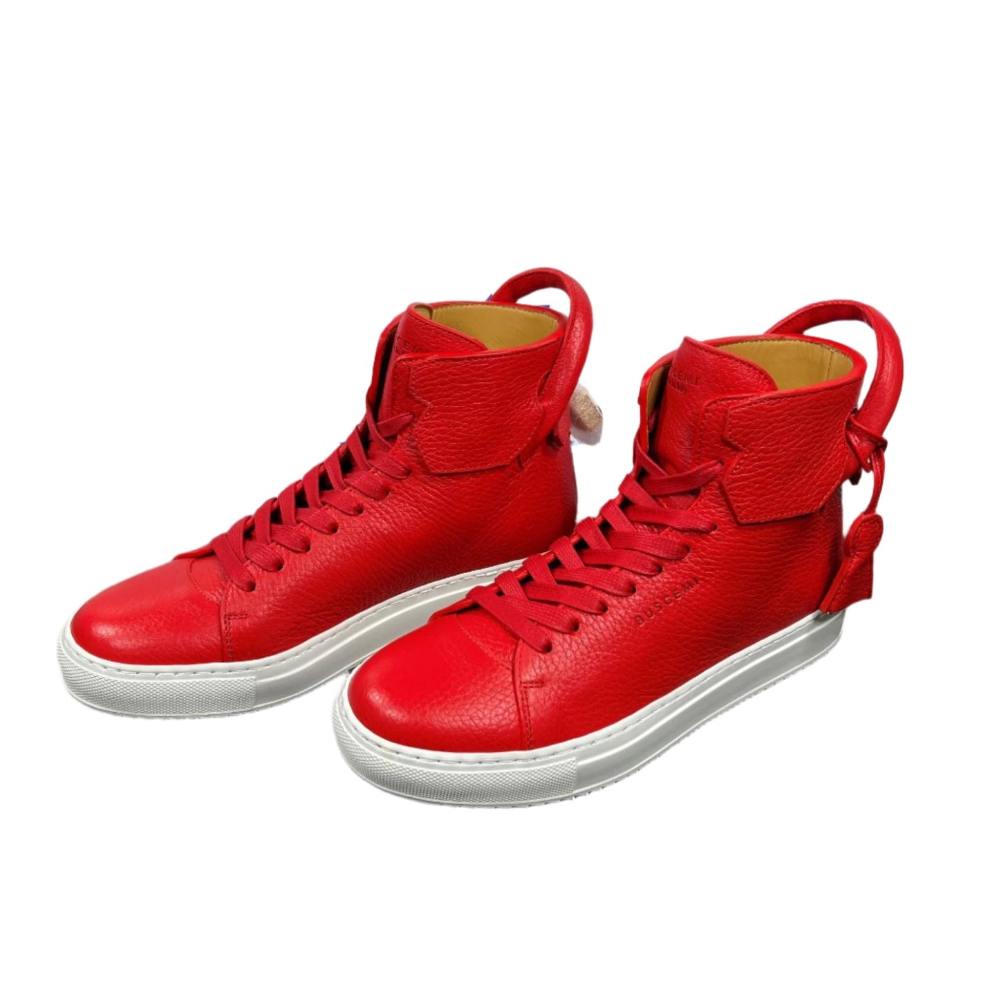 Buscemi Mens 125MM Red/White Leather High Top Sneakers | Positivo Clothing