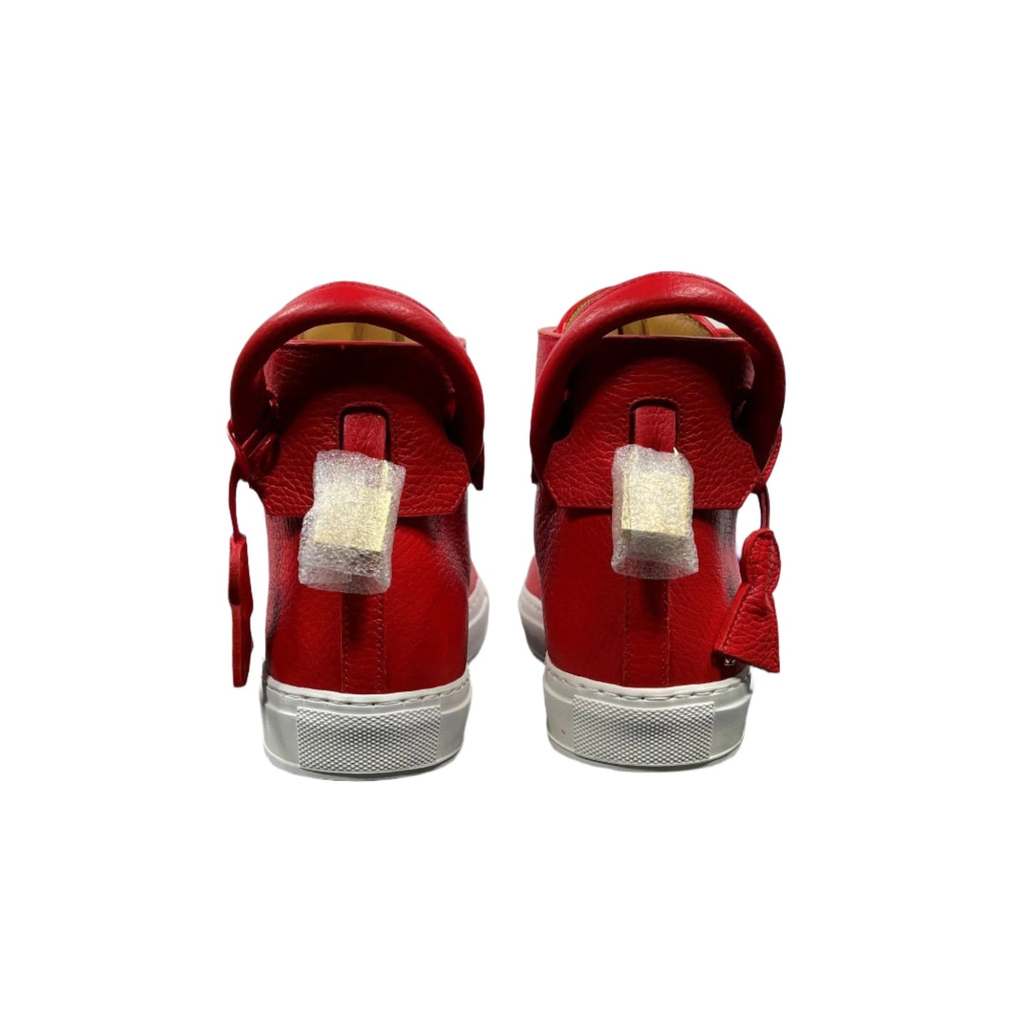 Buscemi Mens 125MM Red/White Leather High Top Sneakers | Positivo Clothing