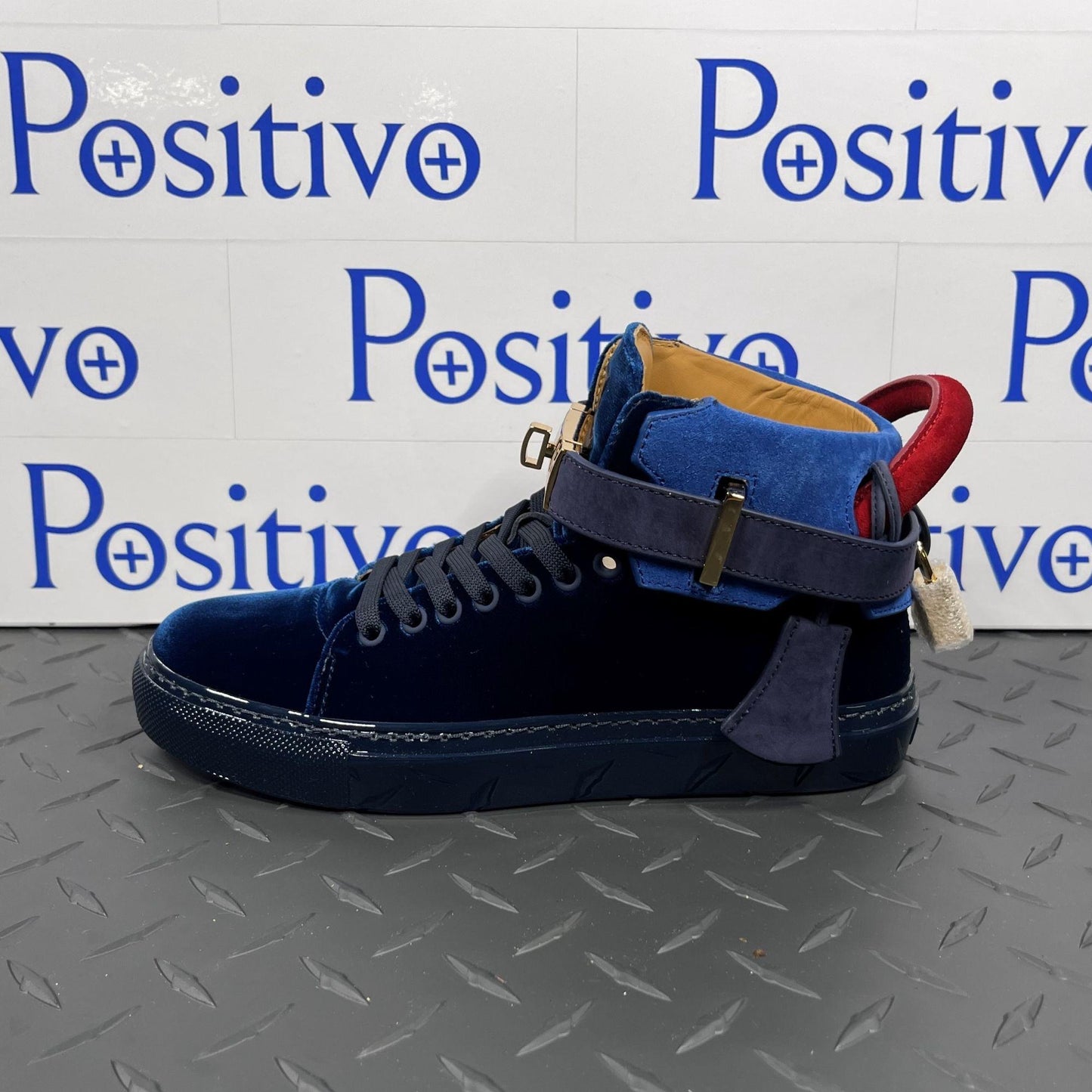 Buscemi Womens 100MM Navy Velvet Sneakers | Positivo Clothing