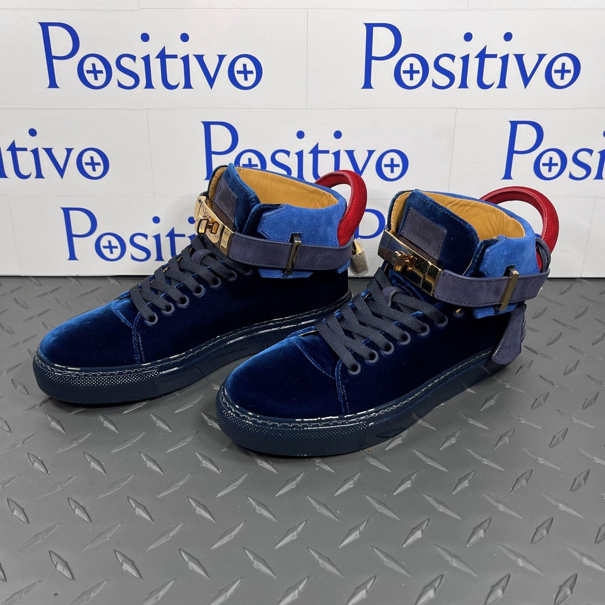 Buscemi Womens 100MM Navy Velvet Sneakers | Positivo Clothing