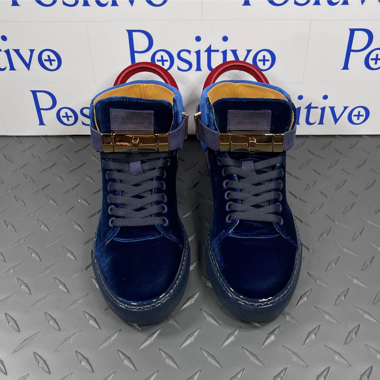 Buscemi Womens 100MM Navy Velvet Sneakers | Positivo Clothing